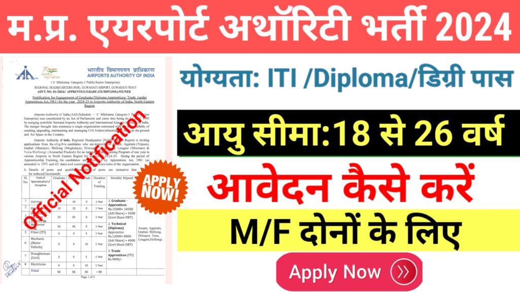 MP Sarkari Naukri 2024: MP एयरपोर्ट अथॉरिटी ऑफ इडिया में बंपर भर्ती,इंटरव्यू से चयन
