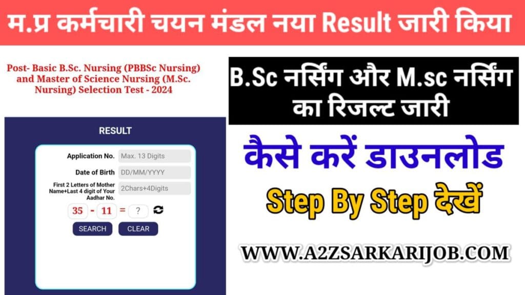 MPESB Result out Today-Basic B.Sc. Nursing (PBBSc Nursing) and Master of Science Nursing (M.Sc. Nursing) Selection Test - 2024